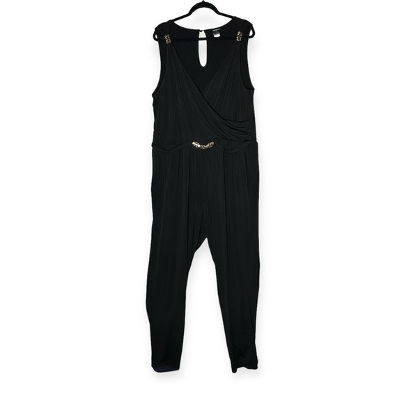 Torrid Black Jumpsuit Gold Hardware Surplice Neckline Plus Size 3X - Picture 3 of 9